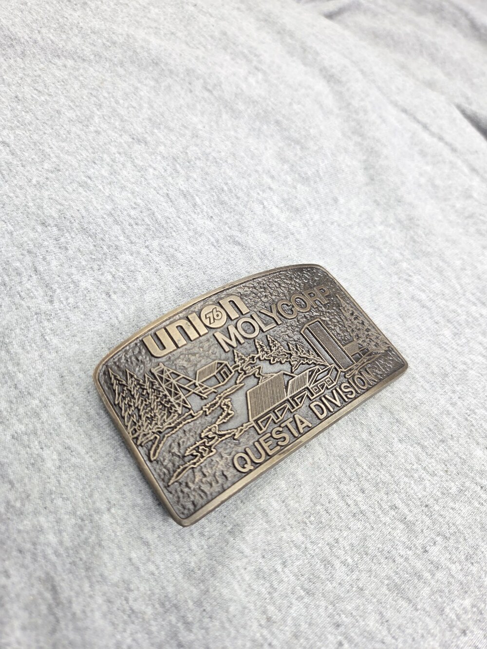 Vintage Union Molycorp Questa Mine Belt Buckle Solid Bronze Advanced Casting NM - Picture 3 of 9